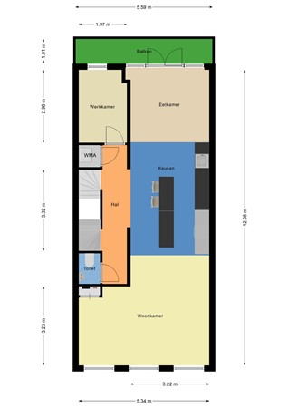 Floorplan - Sionstraat 33B02, 3061 ER Rotterdam